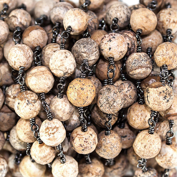 Online Wholesaler Of Picture Jasper Faceted Round Chain