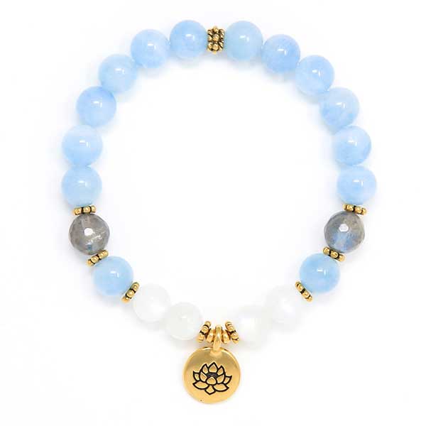 Best Price Of Natural Aquamarine-Moonstone Beads Bracelets Jewelry