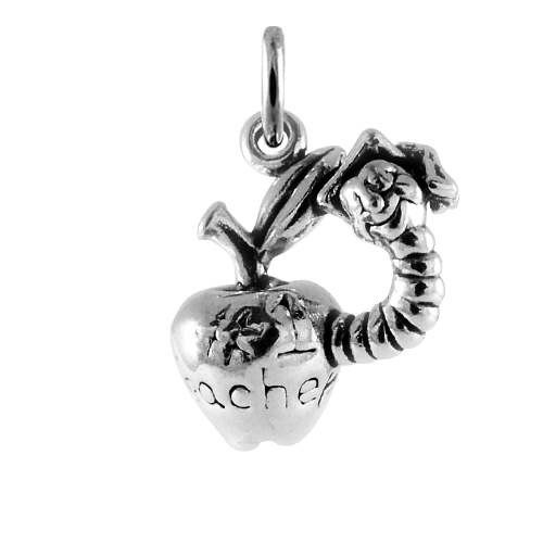 Buy Online Sterling Silver Handmade Charm |Huge Collections Worm In Apple Charm|